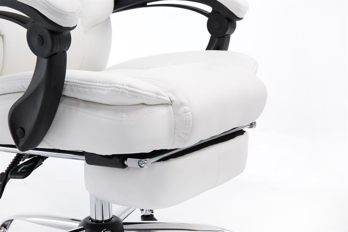 Fauteuil de bureau ergonomique en synthétique blanc avec repose-pieds et  accoudoirs BUR10378