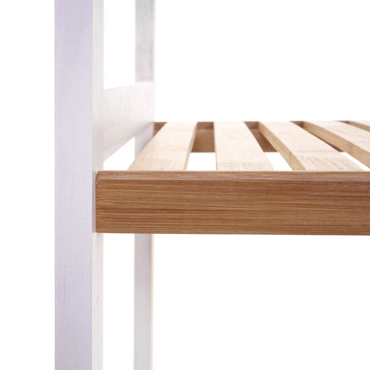 Etagère de rangement 4 niveaux sur pied - étagères à lattes - dim. 62l x  33l x 112h cm - bois de bambou - Conforama