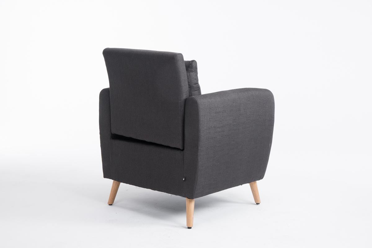 Fauteuil rembourré chaise grise fauteuil bras fauteuil à repose-pieds en  bois