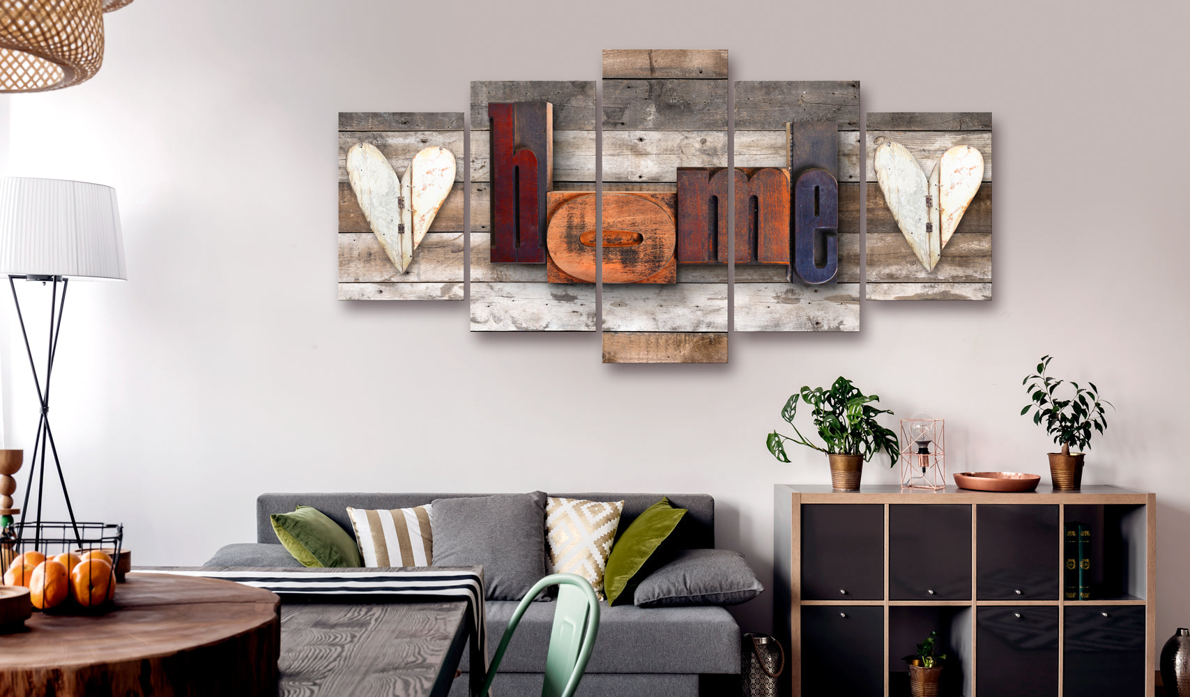 Tableau sur toile en 5 panneaux décoration murale image imprimée cadre en  bois à suspendre Cottage Enchanté 200x100 cm 11_0008785